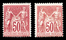 * N°98/c, 50c Rose Et 50c Rose Vif Type II, Les 2 Exemplaires TB (signé Calves/certificat)  Cote: 625 Euros  Qualité: * - 1876-1878 Sage (Type I)