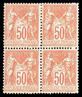 ** N°98a, 50c Rose-pâle Type II En Bloc De Quatre (2ex*), Frais, Très Jolie Pièce (certificat)    Qualité: ** - 1876-1878 Sage (Type I)