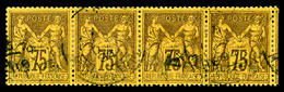 O N°99, 75c Violet S Orange, Bande De 4. TB  Cote: 240 Euros  Qualité: O - 1876-1878 Sage (Type I)