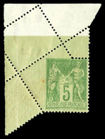 * N°102j, 5c Vert Jaune, Piquage Oblique Par Pliage Cdf. TB  Cote: 225 Euros  Qualité: * - 1876-1878 Sage (Type I)