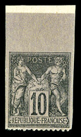 ** N°103f, 10c Noir Sur Lilas Dentelé Sur 3 Coté, Bdf. TTB  Cote: 250 Euros  Qualité: ** - 1876-1878 Sage (Type I)