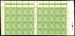 ** N°106, 5c Vert Jaune Type II En Panneau De 40 Exemplaires Millésime '8', Bon Centrage. Frais. TTB (certificat)    Qua - 1876-1878 Sage (Type I)