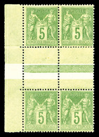 * N°106a, 5c Vert Jaune, 2 Paires Type II Tenant à Type I, Bdf. TB (certificat)  Cote: 420 Euros  Qualité: * - 1876-1878 Sage (Type I)