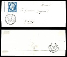 O N°14Ai, 20c Bleu Type I Bord De Feuille Avec Filet D'encadrement De Cirey S Blaise (50), SUP (certificat)  Cote: 1000 - 1849-1876: Période Classique