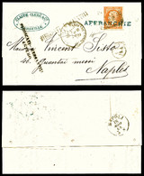 O N°23, 40c Orange Obl GC Italienne + Griffe Bleue 'AFFRANCHIE/France' Sur Lettre De Marseille Du 13 Août 68. Griffe PIR - 1849-1876: Période Classique