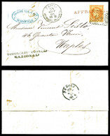 O N°32, 40c Lauré Obl Italienne GC 184 (Napoli) + Griffe Rouge 'AFFRANCHIE/France' Sur Lettre De Marseille Du 24 Oct 68, - 1849-1876: Période Classique