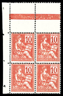 ** N°112, 10c Mouchon Type I, Bloc De Quatre. TB  Cote: 380 Euros  Qualité: ** - 1900-02 Mouchon