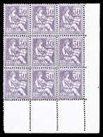 ** N°115, Mouchon, 30c Violet En Bloc De Neuf Coin De Feuille, Fraîcheur Postale, Très Bon Centrage, Superbe (certificat - 1900-02 Mouchon