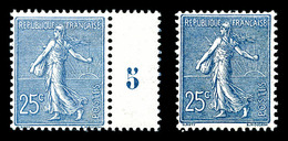 ** N°132/a, Semeuse 25c: Bleu Et Bleu Foncé, Les 2 Valeurs TB  Cote: 465 Euros  Qualité: ** - 1900-02 Mouchon