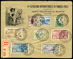 O N°148/55, Série Orphelins Sur Lettre Recommandée Du 21.5.1921, Illustrée De La 2ème Expo Philatélique De Mulhouse. TTB - 1900-02 Mouchon