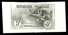 (*) N°155, Orphelins, 5F +5F, épreuve Non Dentelée En Noir, Grande Bordure, R.R. (signé Calves/certificat)   Cote: 4000 - 1900-02 Mouchon