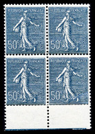 ** N°161, 50c Bleu En Bloc De 4 Bdf, TTB  Cote: 340 Euros  Qualité: ** - 1900-02 Mouchon