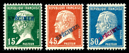 * Pasteur, 15c Vert, 45c Rouge Et 50c Bleu Surchargés 'SPECIMEN', R.R.R (signé Scheller/certificat)     Qualité: * - 1900-02 Mouchon