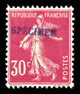 * N°191, 30c Rose Surchargé 'SPECIMEN' En Bleu, R.R.R. (signé Scheller/certificat)    Qualité: * - 1900-02 Mouchon