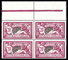 ** N°208, Merson, 20F Lilas-rose Foncé Et Vert-bleu En Bloc De Quatre Haut De Feuille, Très Bon Centrage, SUP (certifica - 1900-02 Mouchon