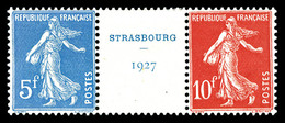 * N°242A, Exposition De Strasbourg 1927, Paire Avec Intervalle, TB (certificat)  Cote: 800 Euros  Qualité: * - 1900-02 Mouchon