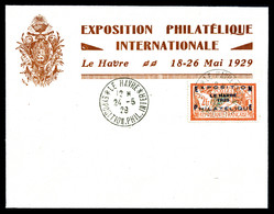 O N°257A, Exposition Philatélique Du Havre Sur Lettre Avec Cachet Central Du 24/5/1929 , SUP (certificat)  Cote: 1000 Eu - 1900-02 Mouchon