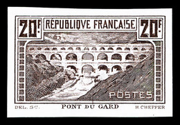 (*) N°262, Pont Du Gard, épreuve De Couleur, 20F Brun Violet Non Dentelé, Rare Et Superbe (signé Calves/certificat) - 1900-02 Mouchon