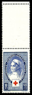 ** N°422A, Non émis, Croix Rouge 90c +35c Noir Et Outremer, Bord De Feuille, Infime Adhérence. SUPERBE. R.R. (signé Calv - 1900-02 Mouchon