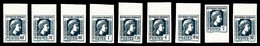 ** Marianne D'Alger Essais Non Dentelés: Ensemble De 9 Exemplaires En Bleu Foncé Avec Valeurs Differentes, SUP (certific - 1900-02 Mouchon