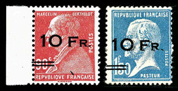 * N°3/4, Paire Berthelot Et Pasteur Surchargée à Bord Du Paquebot 'Ile De France', Grande Fraîcheur, Rare Et Superbe (si - 1927-1959 Neufs