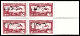 ** N°6d, 1F50 Carmin Perforé E.I.P.A.30 En Bloc De Quatre Bord De Feuille Latéral, SUPERBE (certificat)   Cote: 20000 Eu - 1927-1959 Neufs