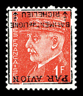 ** N°2a, Pétain, 1F Rouge Surchargé 'PAR AVION RICHELIEU', SURCHARGE RENVERSEE, RARE ET SUP (certificats)     Qualité: * - Poste Aérienne Militaire