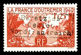* France D'outre-mer 1f +25c Surchargé Coudekerque. TTB (certificat)  Cote: 550 Euros  Qualité: * - Guerre (timbres De)