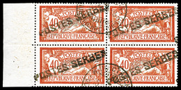 ** N°11, 40c Rouge Et Bleu Papier GC Surchargé En Bloc De 4 Bord De Feuille Latéral (2ex*), TTB (signés/certificat)  Cot - Guerre (timbres De)