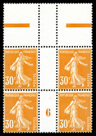 ** N°141t, 30c Orange En Bd4 Millésimée '6' Papier X, TTB (certificat)  Cote: 430 Euros  Qualité: ** - Millésimes
