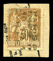 (*) N°8, 30c Brun, Surcharge Verticale 4 Lignes (FÉVRIER) Sur Petit Fragment, Petite Froissure Dans L'angle Supérieur Si - 1893-1947