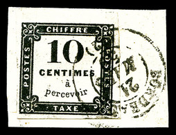 O N°1, 10c Lithographié Obl Càd Sur Son Support, TB  Cote: 350 Euros  Qualité: O - 1859-1959 Oblitérés