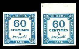 * N°9/a, 60c Bleu Et 60c Bleu Foncé, Les 2 Valeurs TTB (signé Brun/certificat)  Cote: 910 Euros  Qualité: * - 1859-1959 Oblitérés