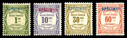 * Série Recouvrement: Les 4 Valeurs Surchargées 'SPECIMEN' En Rouge Et Bleu, R.R.R. (signés Scheller/certificat)     Qua - 1859-1959 Oblitérés