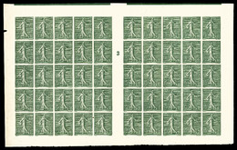 ** N°130g, 15c Semeuse Type II Non Dentelé En Panneau Complet De 50 Exemplaires Millésime '3'. SUPERBE. R.R.R (signé Bru - Neufs