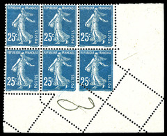 ** N°140, 25c Semeuse, Piquage Oblique Par Pliage Sur Bloc De 6 Timbres Cdf. SUP    Qualité: ** - Neufs