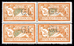 ** N°145, Merson 2F: Timbres Perforés 'GL' En Bloc De Quatre. SUP. R. (certificat)    Qualité: ** - Neufs