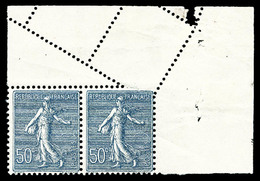 ** N°161, 50c Semeuse, Piquage Oblique Par Pliage En Paire Coin De Feuille. SUP    Qualité: ** - Neufs