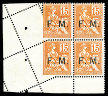 ** N°1, 15c Mouchon, Piquage Oblique Par Pliage Sur Bd4 Coin De Feuille (1ex*). SUP. R. (signé/certificat)    Qualité: * - Non Classés