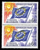 ** N°34, 60c Conseil De L'Europe, Couleur Jaune Très Décalée En Paire. TB  Cote: 200 Euros  Qualité: ** - Non Classés