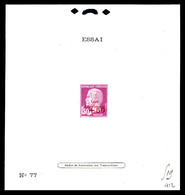 (*) épreuve D'atelier, Type Non émis: Mention 'Essai N°77' 1f50 Violet Clair +50c Rouge Pasteur CA, R.R.R Et SUP (certif - Epreuves D'artistes