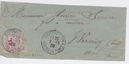 1908 - FRAGMENT DE LETTRE - TUNISIE - REGENCE DE TUNIS BAR SOUIKA - TIMBRE SURCHARGE 10 SUR 15 - Lettres & Documents