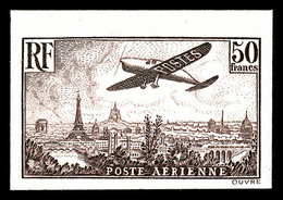 (*) N°14, 50f Avion Survolant Paris, épreuve D'artiste Petit Format En Sépia, RARE Et SUPERBE (certificat)     Qualité: - Epreuves D'artistes