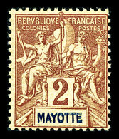 ** N°2a, MAYOTTE Double, Fraîcheur Postale, SUP (certificat)  Cote: 1160 Euros  Qualité: ** - Neufs