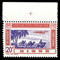 ** Poste Aérienne, N°16a, 20f Carmin Et Violet, Double Impression Du Centre, Bdf Avec Croix De Repère. SUPERBE. R. (sign - Neufs