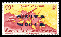 ** Poste Aérienne, N°12a, 50f Rose Et Jaune, Double Surcharge WALLIS ET FUTUNA. SUP. R. (signé Brun/certificat)  Cote: 1 - Neufs