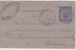 1890 - ENTIER POSTAL CARTE LETTRE - TUNISIE - REGENCE DE TUNIS + CACHET TAIB OF HAIAT - Lettres & Documents