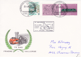 Lettre Oblitérée Du Bureau De Poste Automobile Le 23.6.90 - 75ème De La Ligne Franco-Suisse Frasne Vallorbe - Briefe U. Dokumente