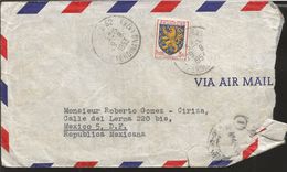 A) 1953 FRANCE, SHIELD OF THE KINGDOM OF LEON, PARIS, AIRMAIL, CIRCULATED COVER FROM PARIS TO MEXICO. - 1927-1959 Covers & Documents