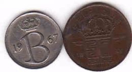 Belgium, 25 Centimes 1967 + 50 Centimes 1953 - 25 Cent